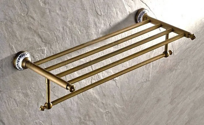Towel Bar Antique Brass Toilet Towel Holder Towel Rack Shelf Solid Holder Brief Fixed Bathroom Accessory zba411