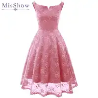 Women Cocktail Party Dress 2019 Elegant Lace A-Line Short Pink Navy Blue Lady Off the Shoulder Cocktail Dresses Short Dresses