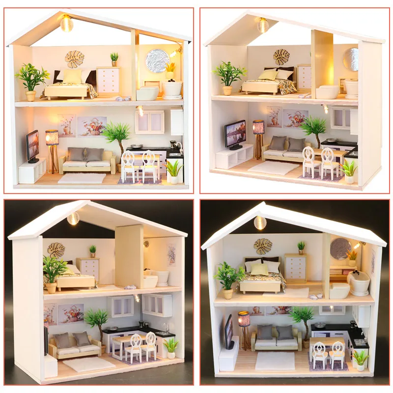 Doll House Miniatures Furniture Wooden Handcraft Dollhouse Kits DIY Dollhouse Puzzle Toys For Children Birthday Gift Light Time Doll House Miniatures Furniture Wooden Handcraft Dollhouse Kits DIY Dollhouse Puzzle Toys For Children Birthday Gift Light Time