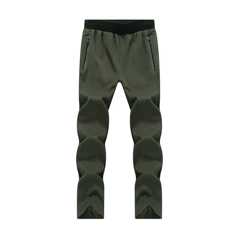 Зимние мужские спортивные штаны большого размера, большие мужские бархатные толстые теплые длинные штаны, черные брюки большого размера XL 6XL 7XL 8XL - Цвет: Армейский зеленый