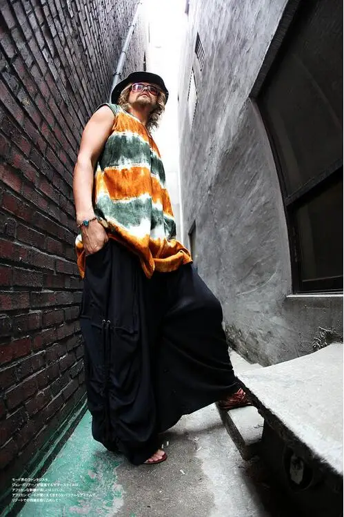 27-46 Men Clothing Hair Stylist Non-mainstream Culottes Big Trouser Legs Boot Cut Wide Leg Pants Plus Size Singer Costumes