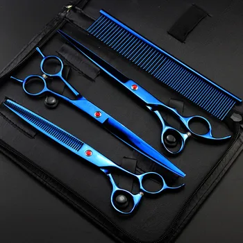 

Professional 4 kit 8 inch pet shears dog grooming thinning haircut hair scissors cutting barber tools hairdressing scissors set