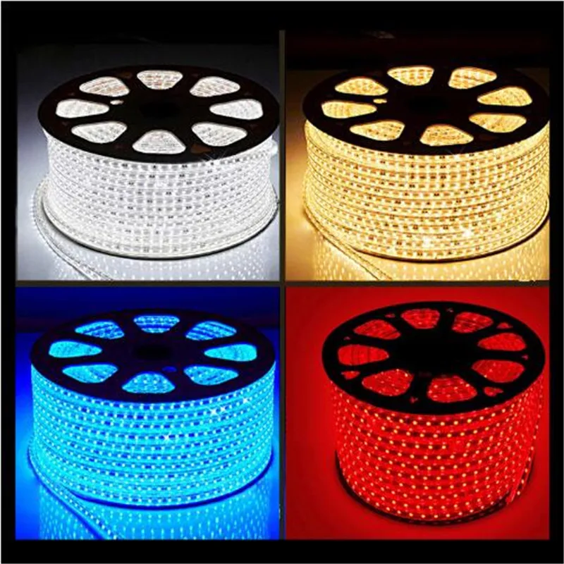  LED Strip 5050 Waterproof 220V IP66 High Voltage 230V LED Flexible Strip Power Plug 60leds/m Garden holiday party 