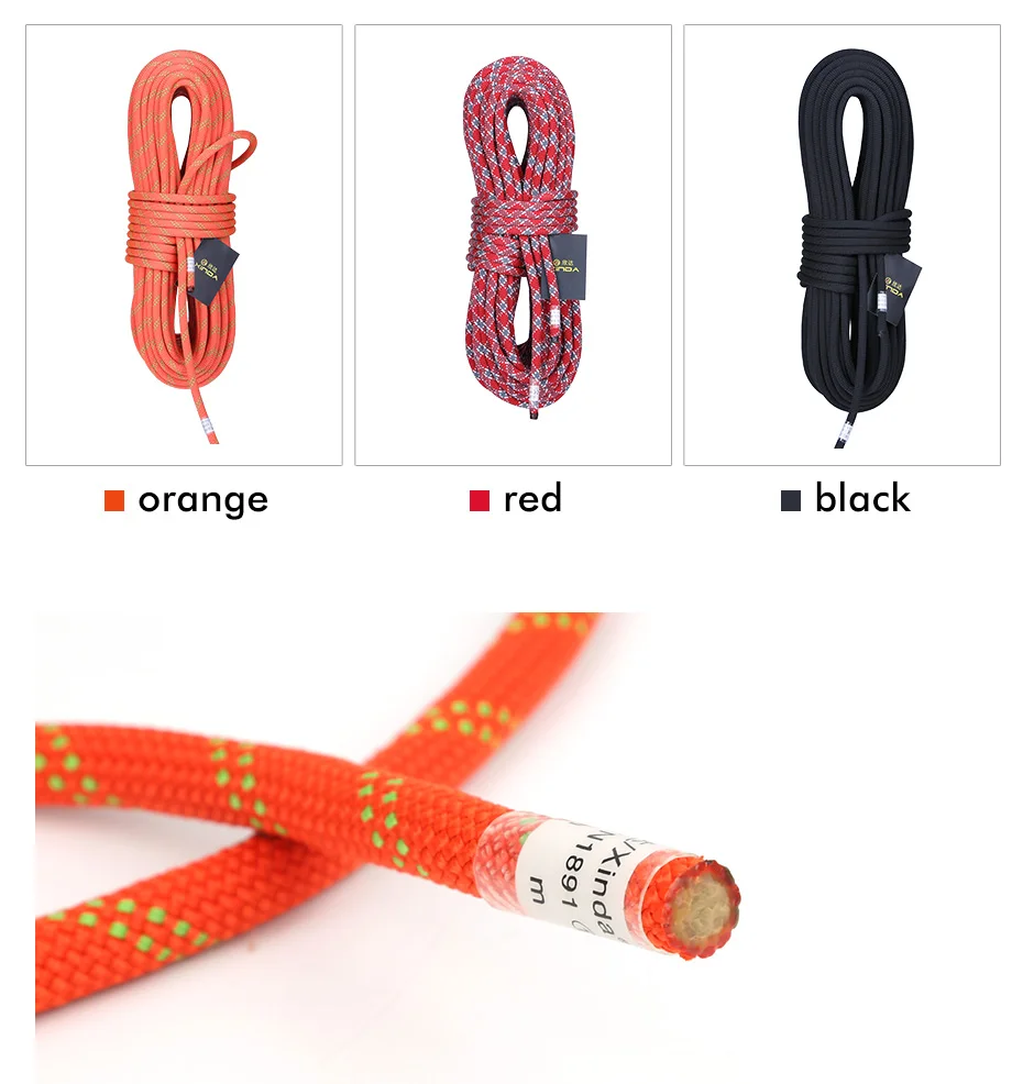 Diâmetro de Alta Xinda Acampamento Escalada Corda Estática Resistência Correia Segurança Equipamento Sobrevivência 12mm 3 Xinda acampamento escalada corda 12mm estática corda