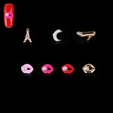 new fashion 5PCS 3D Mini Pearl lips high heels diamond decoration design,Uv Gel DIY jewelry accessories, nail tools tip