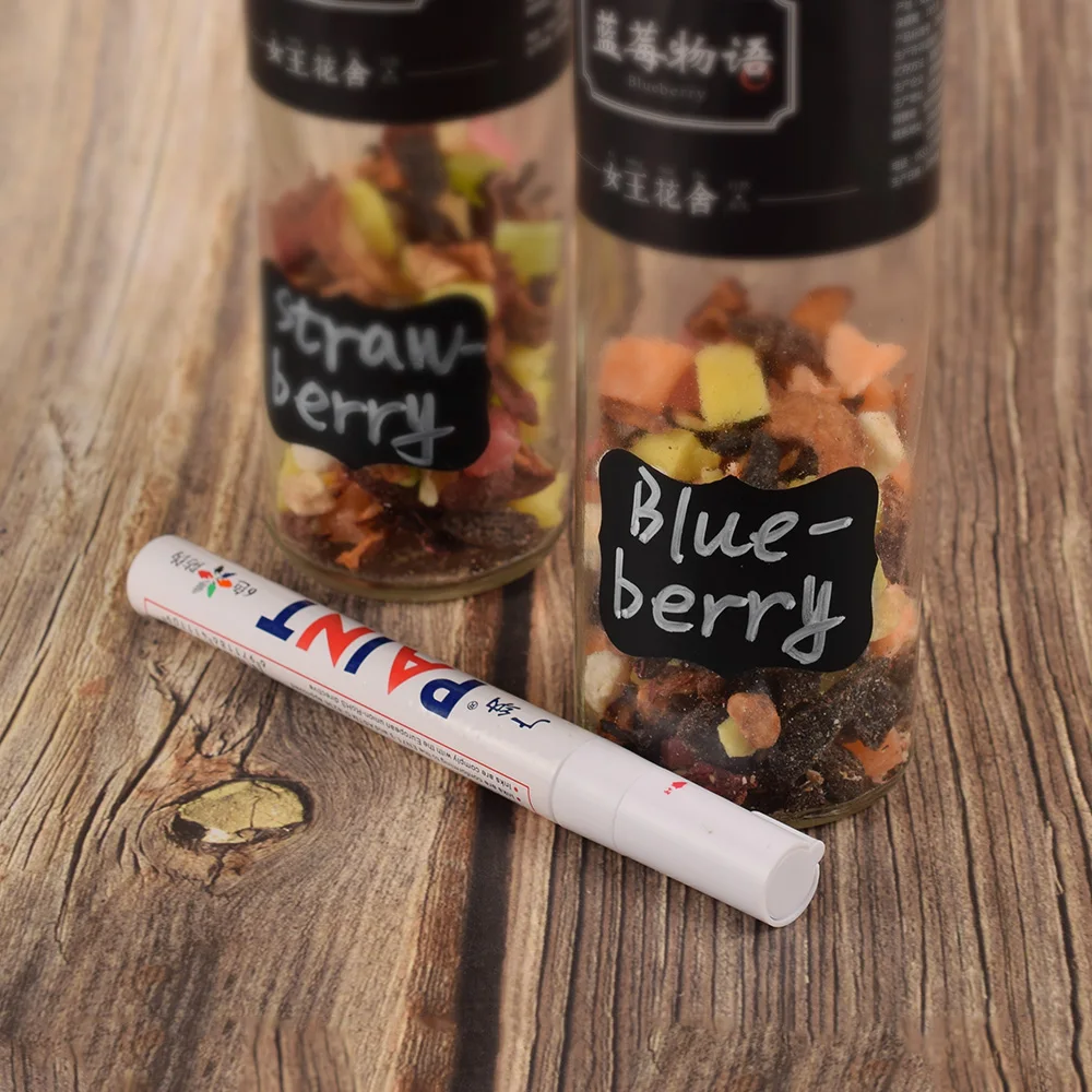48pcs Spices Stickers Labels Black Board Kitchen Jam Jars Label Sticker Blank Chalkboard Stickers for Kitchen Cans Wall Sticker
