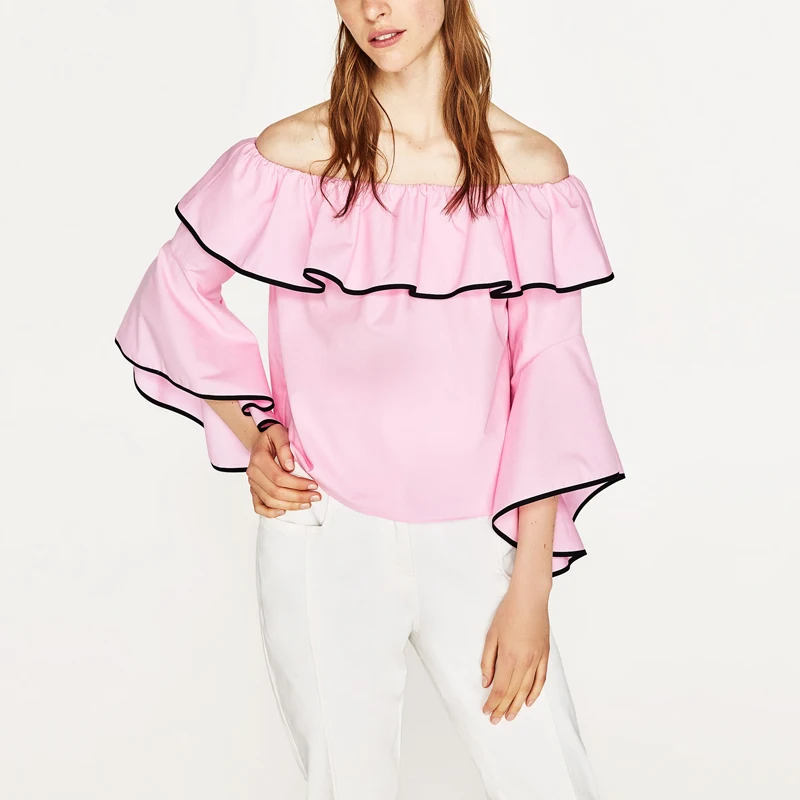 NYMPH Women Shirts Blouse Plus Size 2017 Fashion Summer New Casual Women's with Ruffles Butterfly Sleeve Slash neck Tops |