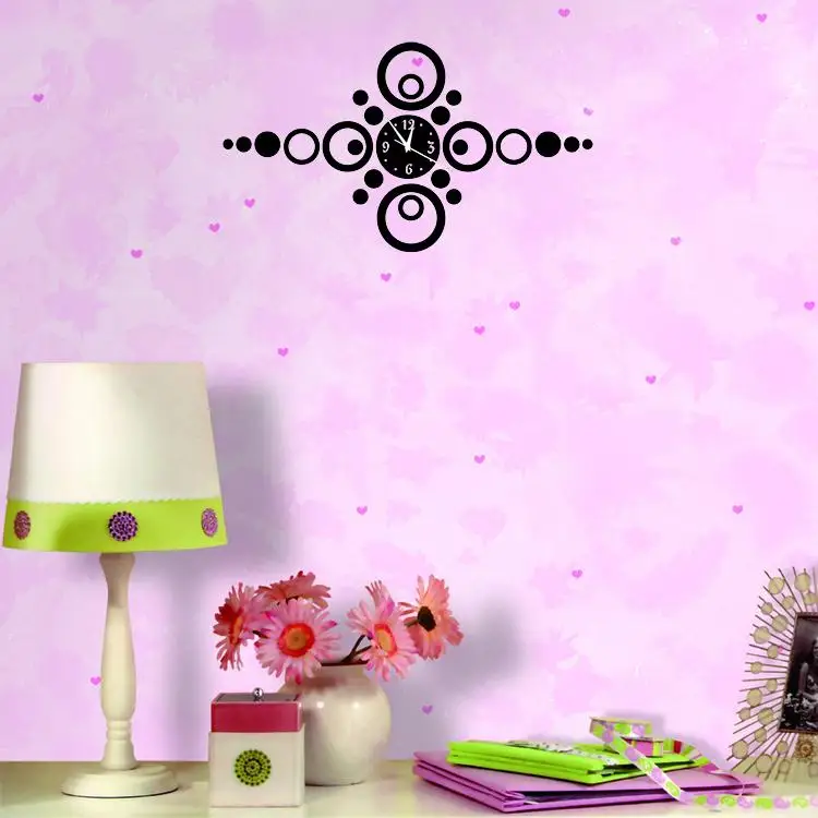 3d Bunga Cermin Jam Dinding Stiker Mural Art Home Decor Wallpaper Art Decor Mural Dekoratif Dinding Decals Kamar