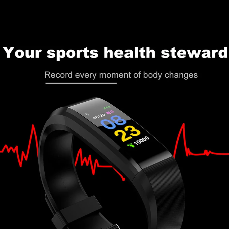 115plus Color OLED Screen Smart Healthy Bracelet IP67 Waterproof Pedometer Tracking Calorie Sleep for Android IOS Smartphones