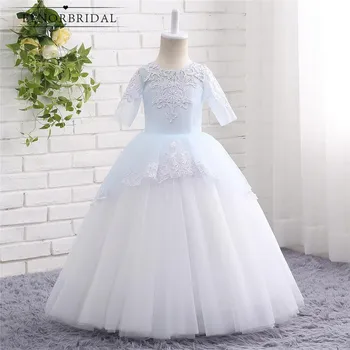 

Modest Ball Gown Flower Girl Dresses Floor Length Vestidos De Comunion 2020 Toddler Girls Weddings Evening Party Gowns