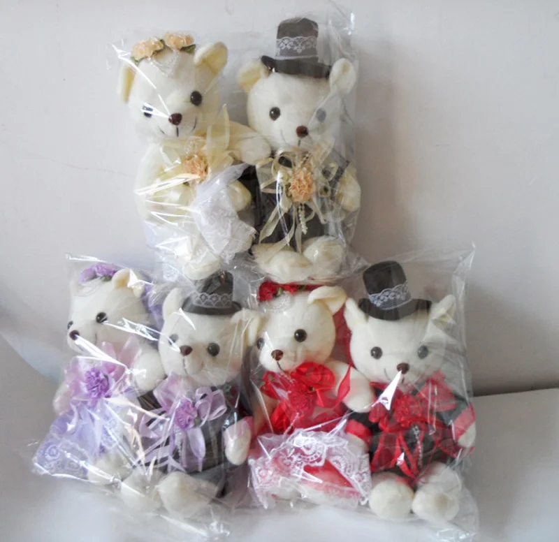 20 см романтической свадьбы с рисунком медведя; Плюшевые игрушки, а так же кукла Мишка Тедди 2 шт./пара свадебный подарок медведь жених и невеста, подарки ко дню Святого Валентина