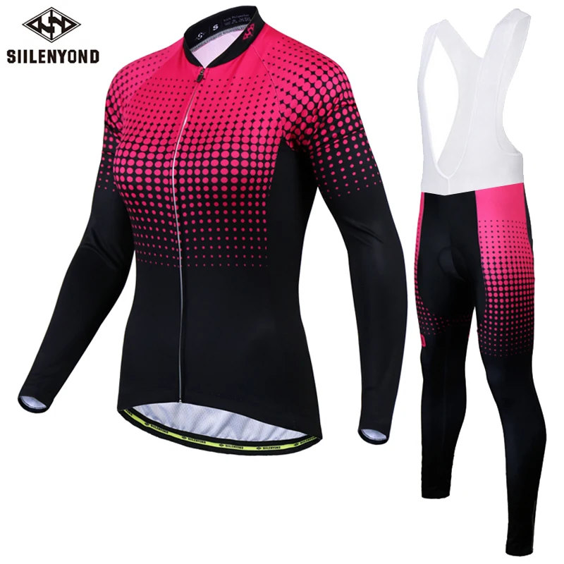 

Siilenyond Women Pro Winter Thermal Fleece Cycling Jersey Set MTB Bicycle Cycling Clothes Keep Warm Bike Cycling Clothing Suit