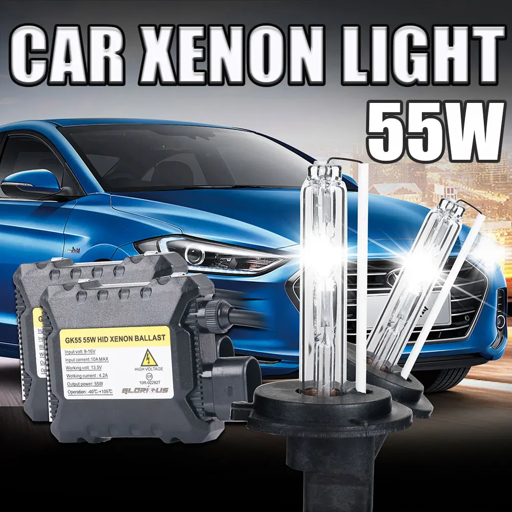 H7 xenon HID kit 55W for car headlight H1 H3 H4 H8 H9 H11 H10 9005 HB3 9006 HB4 881 H27 lamp 4300K 6000K 8000K H7 Xenon bulb