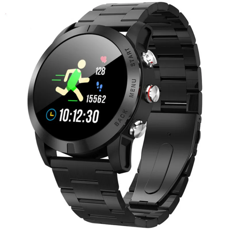 Новые компасные Смарт-часы 1,3 дюймов сенсорный экран для сердечного ритма монитор спортивные часы IP68 Водонепроницаемые фитнес-часы - Цвет: metal strap1