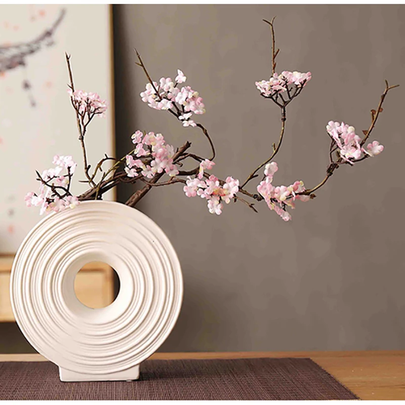 7Pcs Artificial Peach Blossom Plum Branch Silk Flowers Home Decorations Bouquet 
