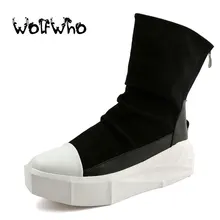 New Owen Men 8cm Height Increasing Platform Boots Back Zip Leather Shoes Male Mixed Colors Y3 High Top Black White Men’s Boots