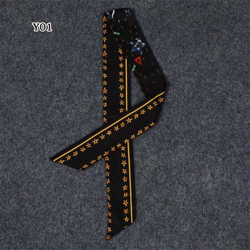 2018 New Skinny Scarf Constellation Print Women Silk Scarf Small Handle Bag Ribbons Female Headband Small Long Scarves & Wraps