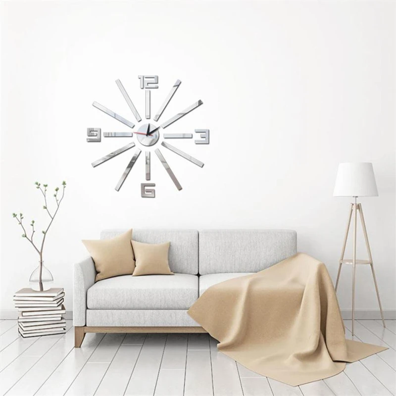  Fashion DIY Large Number Mirror Wall Sticker Big Watch Home Decor Art Clock Removable Waterproof Non-toxic Room Decor C0425#30 04