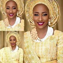 Свадебный костюм африканские золотые драгоценности набор белое ожерелье Нигерия бусы слоев ювелирный набор для невесты женщин