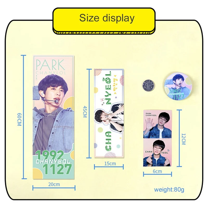 

1 Set K-pop EXO Concert Support Hand Banner BaekHyun Chan Yeol Fabric Hang Up Poster With Stickers Badges