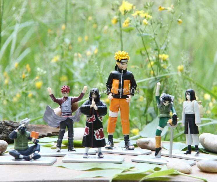 

Free Shipping Anime Naruto Uzumaki Naruto Kakashi Gaara  Itachi Rock Lee Hyuuga Neji PVC Action Figure Toys Dolls 6pcs/set11cm