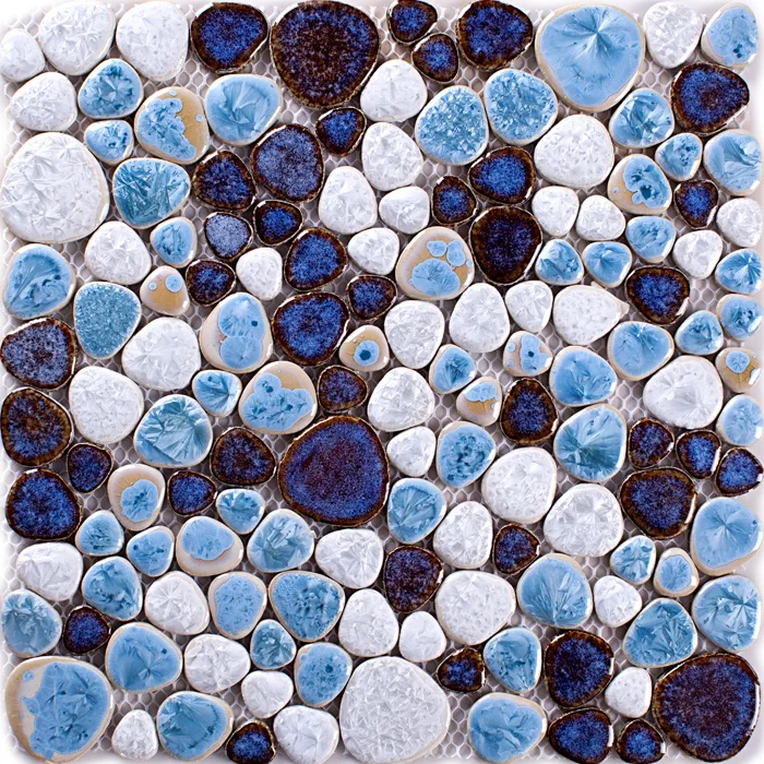 

11pcs classical porcelain pebble mosaic tile kitchen backsplash wallpaper bathroom swimming pool wall tiles garden saloon floor