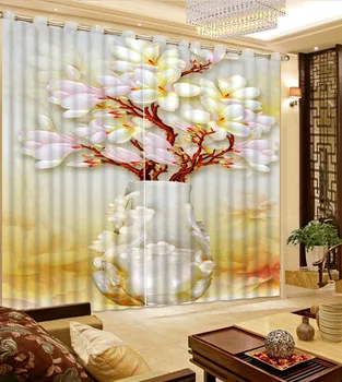 

Magnolia curtains Curtain Decoration 3D Brief tree Curtains For Bedroom Living room Polyester Room Curtain