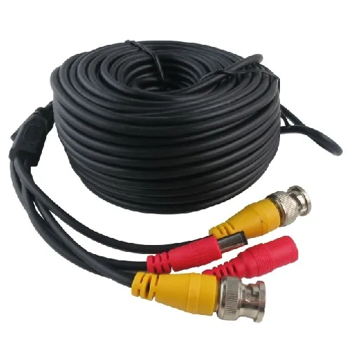 Prix Freeshipping 50 m CCTV Câble BNC + DC pour Caméra de VIDÉOSURVEILLANCE et Dvr couleur noire Câble coaxial