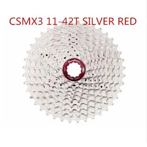 Sunracing 10 скоростей CSMS3 CSMX3 11-40 t/11-42/11-46 t mtb велосипед свободные колеса кассета широкое соотношение mtb велосипед кассета - Цвет: MX3 42T  silver red