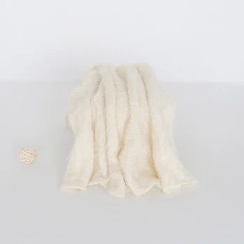 

Beige Fuzzy Wrap Photography Props Stretch Knit Wrap Newborn Fluffy Swaddle Layer Baby Girl Blanket Props Infant Swaddle Blanket