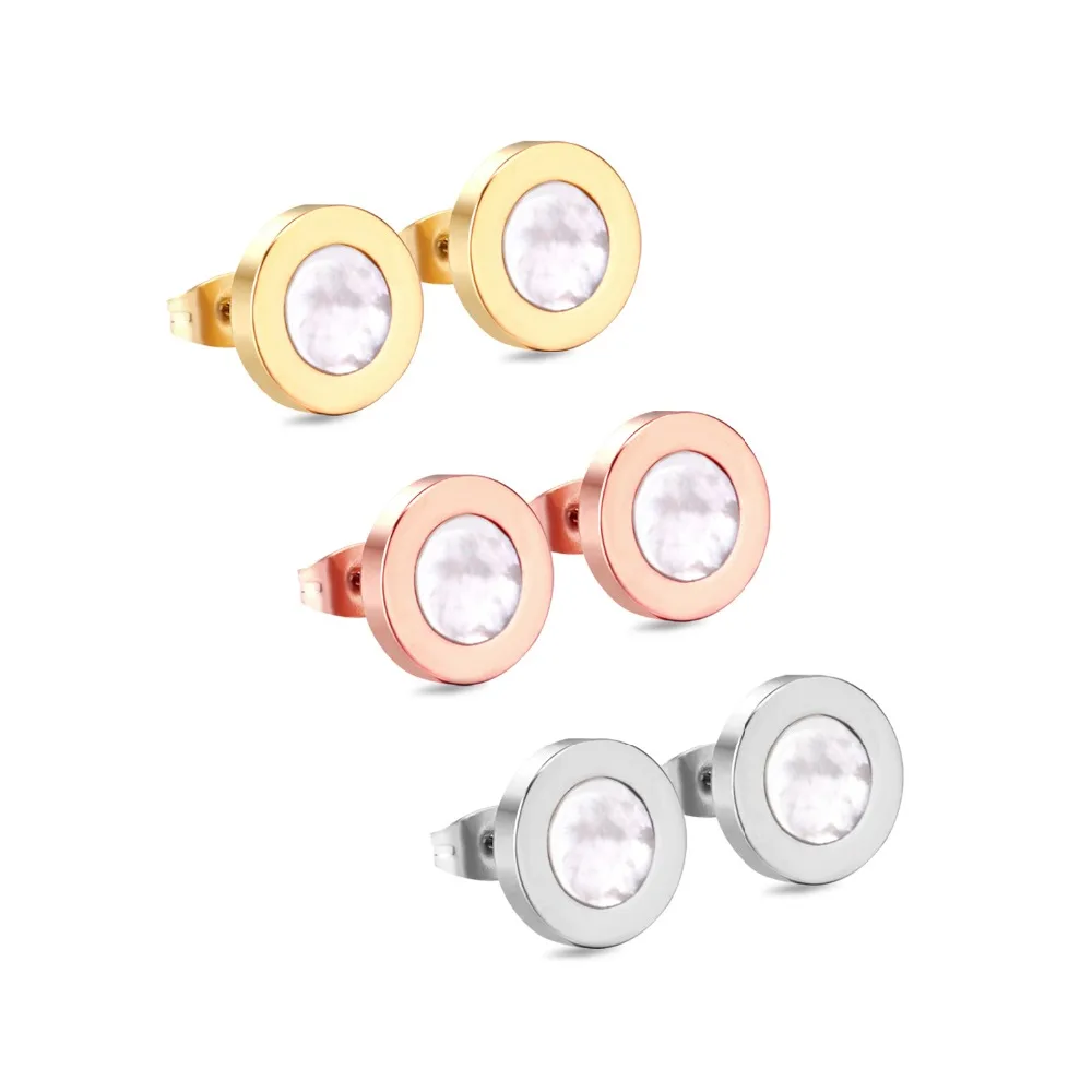

LUXUKISSKIDS 3Pairs/Lot 316L Stainless Steel Shell Stud Earrings Women Shell Fashion Earrings Wholesale Earrings