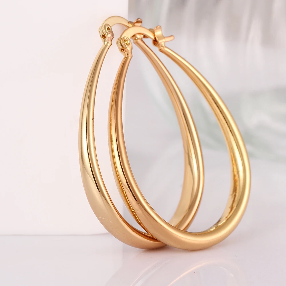Новые модные ювелирные изделия 24k золотые серьги-кольца для женщин pendientes aros brincos Букле д 'ореиль женские ушные петли овальные