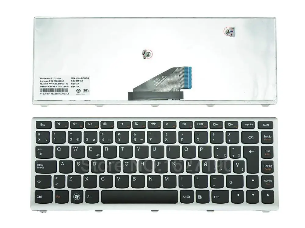 SP испанская клавиатура для LENOVO U310 с серебристой рамкой PN:25204982 AELZ7P00120 9Z.N7GSQ.E0S новая