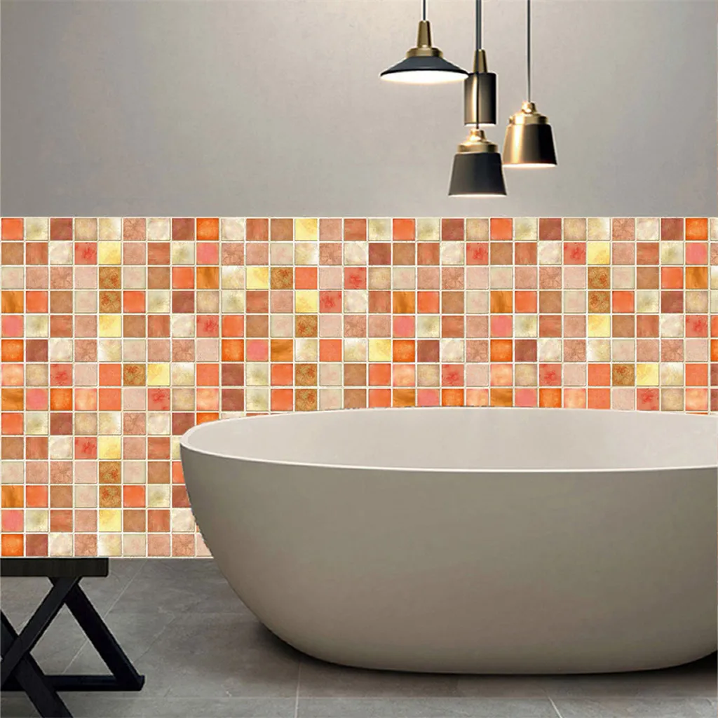 

2019 New Arrival DIY Solid Color 3D Comfortable European mosaic imitation tile wall sticker Vinyl Kitchen Decoration room decor