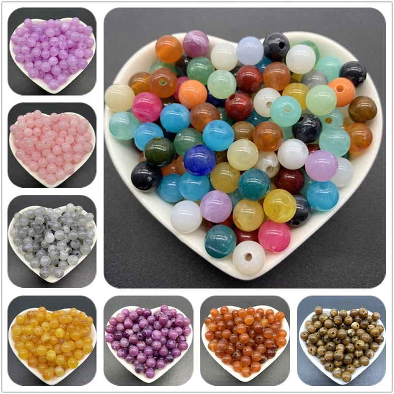 6mm 8mm 10mm Acrylic Spacer Beads Round Loose Cat's Eye Beads For Jewelry Making DIY Bracelet Necklace Accessories