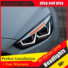 car styling For Ford Focus headlights U angel eyes DRL 2015 For Ford Focus LED light bar DRL Q5 bi xenon lens h7 xenon