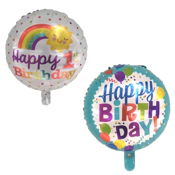 

50pcs/lot 18inch Smile Rainbow Happy Birthday Foil Balloons Birthday Party Decoration Balloon Globos Baby Shower Decoration