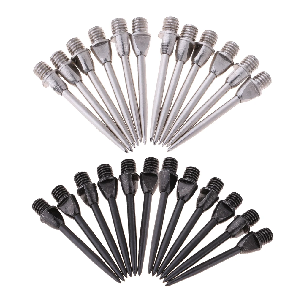 

24Pieces Soft Darts Steel Points Conversion Point Converter Tips Replacement Used for Steel Tip Darts Black and Silver