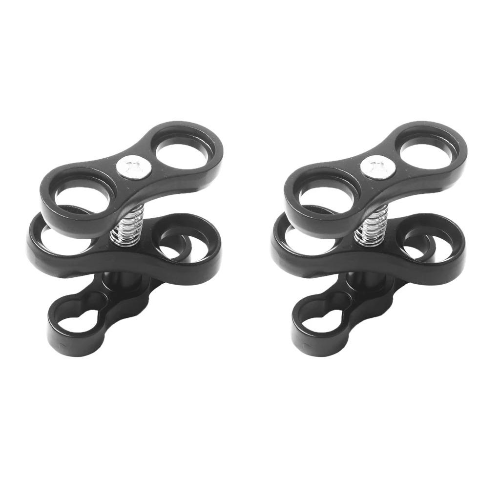 2 Pieces/Set Scuba Diving Lights Butterfly Clip Ball Joint Arm Connector Clamp Mount Black Underwater Sports Accessories
