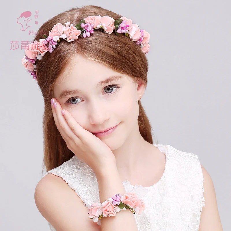 

Shapu Korean children's jewelry girls wedding garland flower flower head band show hair accessories