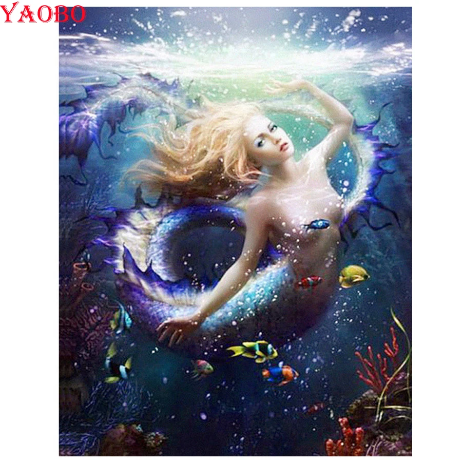 

Full square Round drill Diamond embroidery Mermaid 5D DIY diamond Painting Marine life Cross Stitch Rhinestone Mosaic decor