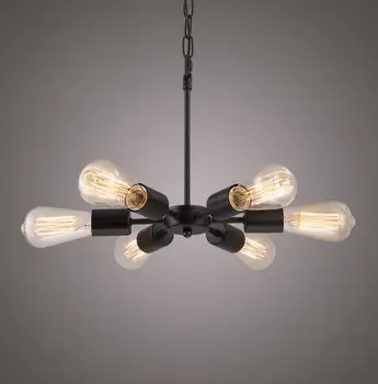

Retro industrial loft pendant lamps creative restaurant bar American Bar Iron 6 heads pendant lights