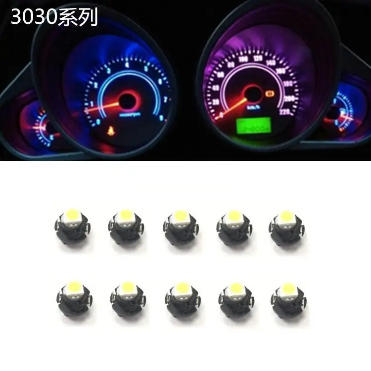 

10Pcs T4.2 car and motorcycle instrument bulb 2W 6000k instrument panel for Toyota Honda Nissan 12V universal white light