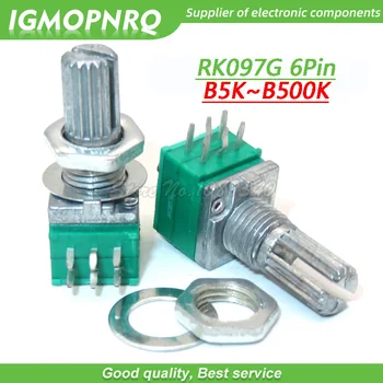 

5pcs RK097G 5K 10K 20K 50K 100K 500K B5K with a switch audio 6pin shaft 15mm amplifier sealing potentiometer IGMOPNRQ