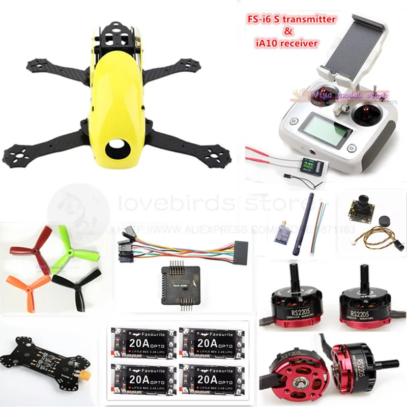 DIY FPV mini drone Robocat 270 V2 pure carbon frame kit NAZE32 Rev6 10DOF+EMAX RS2205 2300KV + little bee BL20A ESC + camera