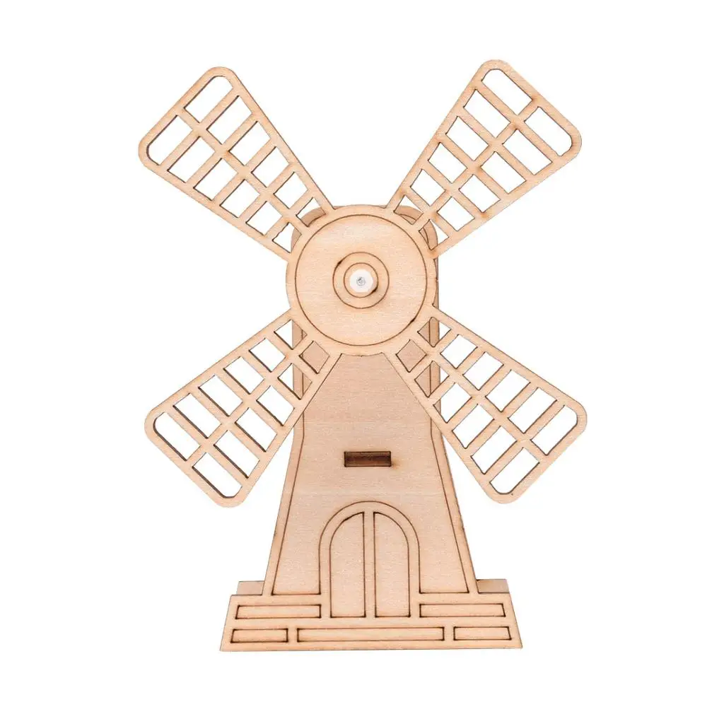 Handmade 3D Wooden Assembly Puzzles DIY Assemble Wooden Toy Craft Kit - Assembly Model Kit - Unpainted Windmill Building Model