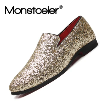 

Luxury Point Leather Men's Sequins Shoes Korean Version Personality Breathable Designer Shoes Men Sneaker Shoes Plus Size 47 48