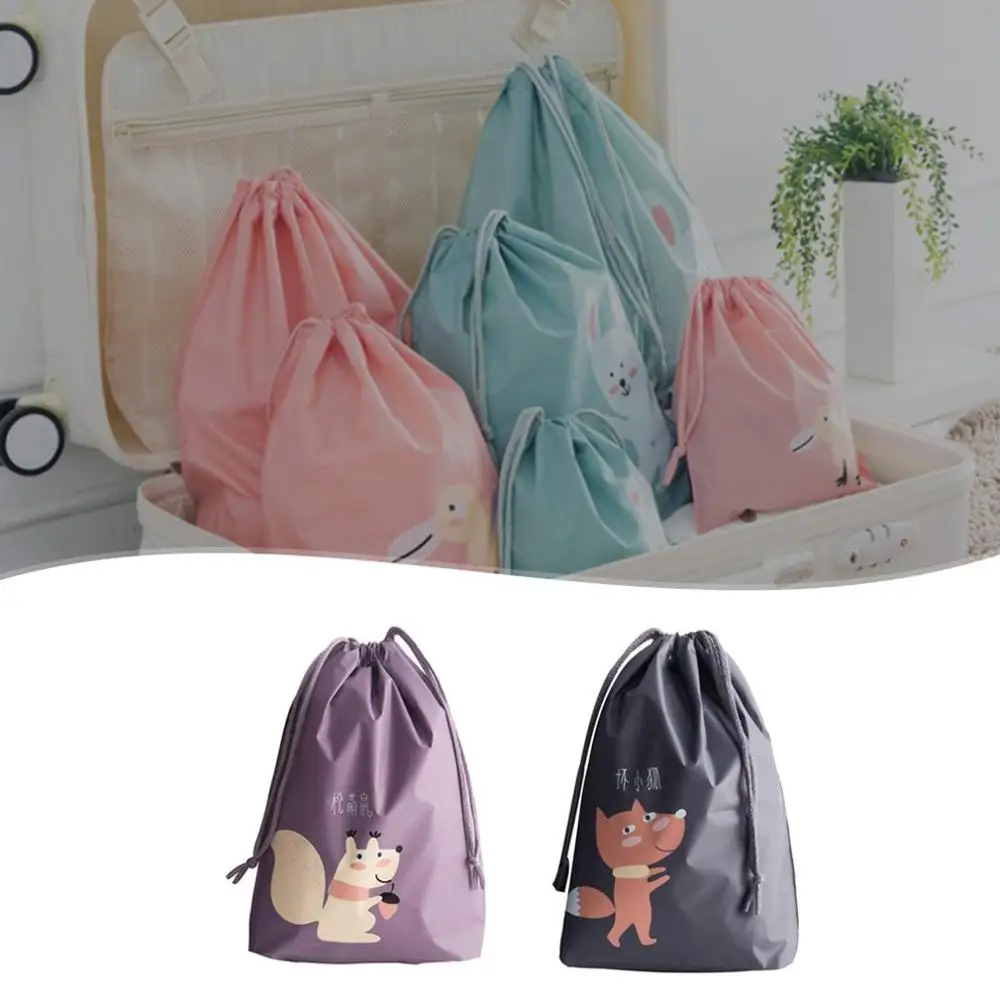 

Cartoon Drawstring PEVA Waterproof Travel Storage Bag Foldable Portable Organizer Hand Bag Dust Proof Shoes Sorting Pouch