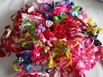 

50pc/lot Factory Sale Colorful Handmade Adjustable Pet Dog puppy cat Ribbon Bow Ties Dog Grooming Supplies Y130