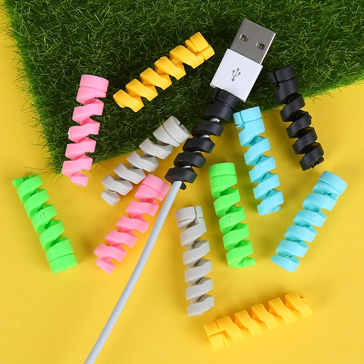 

10pcs/lot Spiral Cord Holder Cable Winder USB Cable Earphone Protector Charging line saver For iphone 5 5s 6 7 cable protection